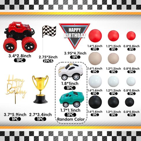 20 PCS Truck Cake Toppers Truck Cake Decorations Hot Red Ball Race Car Flame Blaze Wheel Cake Toppers For Kid Boy Truck Themed Racing Car Party Decorations Supplies (Truck 1) in Saudi Arabia