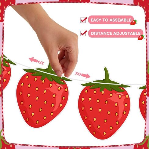 Lewtemi 4 Pcs Berry First Birthday Decor Strawberry Baby Shower Decorations Strawberry Hanging Banner Berry Garland for Strawberry Themed Party Favors Supplies(Red) in Saudi Arabia