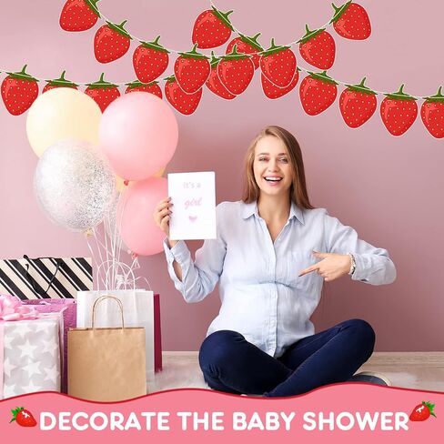 Lewtemi 4 Pcs Berry First Birthday Decor Strawberry Baby Shower Decorations Strawberry Hanging Banner Berry Garland for Strawberry Themed Party Favors Supplies(Red) in Saudi Arabia