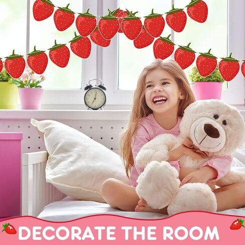 Lewtemi 4 Pcs Berry First Birthday Decor Strawberry Baby Shower Decorations Strawberry Hanging Banner Berry Garland for Strawberry Themed Party Favors Supplies(Red) in Saudi Arabia