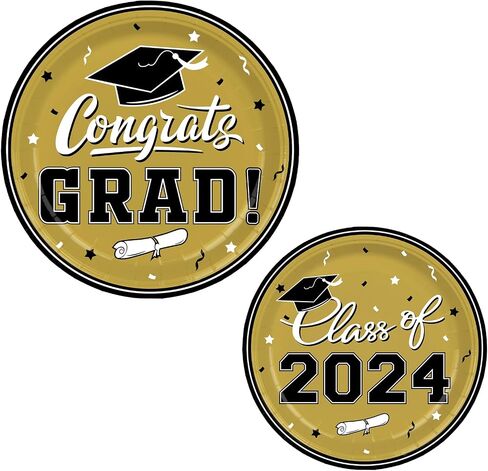 Graduation Party Supplies Gatherfun 2024 Graduation Party Dinnerware Set Purple Disposable Paper Plates Napkins Cups Tablecloth Banner for Congrats Grad Party Decorations, Serve 25 in Saudi Arabia