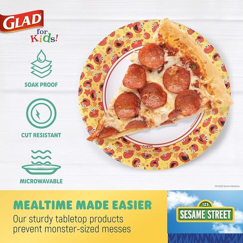 أطباق ورقية إلمو للأطفال | أطباق إلمو مع النجوم، أطباق الوجبات الخفيفة للأطفال | أطباق ورقية إلمو للاستخدام اليومي، أطباق ورقية مقاس 8.5 بوصة 20 قطعة | أطباق ورقية من شارع سمسم in Kuwait