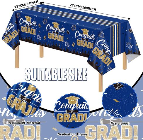 2024 Navy Blue Gold Class of 2024 Graduation Party Decoration Supplies-227PCS Class of 2024 Congrats Grad Tableware Set (Serve 24) in Saudi Arabia