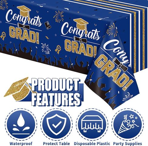 2024 Navy Blue Gold Class of 2024 Graduation Party Decoration Supplies-227PCS Class of 2024 Congrats Grad Tableware Set (Serve 24) in Saudi Arabia