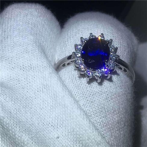 925 الفضة الاسترليني كريستال تشيكوسلوفاكيا حجر خاتم للنساء، سحر مزاجه مكعب زركونيا كريستال خواتم الزفاف الخطوبة للزوجة، قطع جوهرة الزفاف خاتم الخطوبة هدية حجم 6 in Saudi Arabia