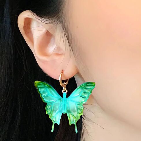 Szecl 2Pcs 3D Butterfly Shape Keychain Mold 12 Cavity Cute Butterfly Pendant Charm Earring Necklace Brooch Silicone Casting Mold DIY Crystal Epoxy Resin Crafts Ornament Jewelry Making Tool Home Decor in Saudi Arabia