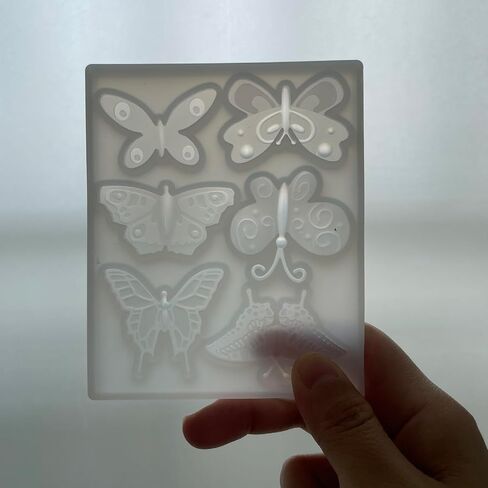 Szecl 2Pcs 3D Butterfly Shape Keychain Mold 12 Cavity Cute Butterfly Pendant Charm Earring Necklace Brooch Silicone Casting Mold DIY Crystal Epoxy Resin Crafts Ornament Jewelry Making Tool Home Decor in Saudi Arabia