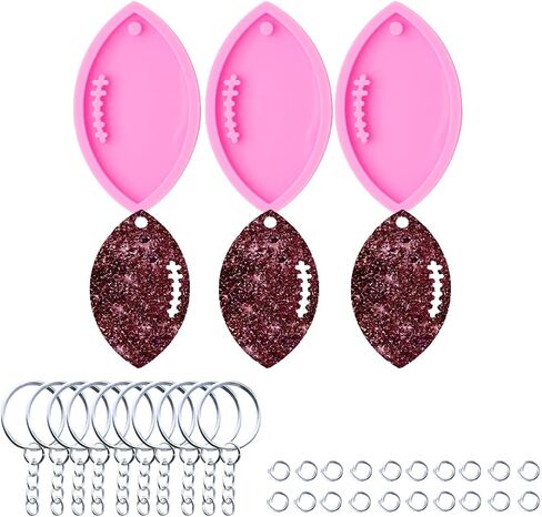 4Pc Silicone Molds with a Hole Resin Baseball,Volleyball, Baseball, Football Keychain Molds DIY Crafts Casting Epoxy Jewelry Mold with 20Pc Key Ring (DY0090+DY0194+DY0288+DY0383+PJ) in Kuwait