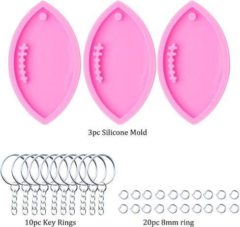 4Pc Silicone Molds with a Hole Resin Baseball,Volleyball, Baseball, Football Keychain Molds DIY Crafts Casting Epoxy Jewelry Mold with 20Pc Key Ring (DY0090+DY0194+DY0288+DY0383+PJ) in Kuwait