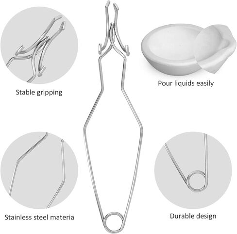 طقم بوتقة 6 قطع، 4 قطع كوب طبق بوتقة من السيراميك والكوارتز، قطعتان من مقبض مشبك السوط 2A، بوتقات لصهر المعادن، صب الصب وتكرير الذهب والنحاس والنحاس والألومنيوم in Kuwait