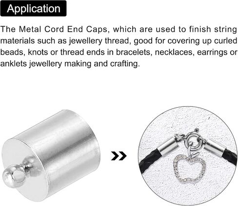 PATIKIL 25Pcs Cord End Caps, 9.5mm End Cap Barrel Beads Kumihimo End Caps Brass for Leather Cord, Tassels, Jewelry Making 14mm Length Silver in Saudi Arabia