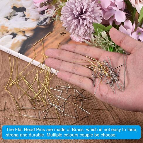 MECCANIXITY 150Pcs Flat Head Pins for Jewelry Making 40mm Brass Flat Head Pins Jewelry Head Pins for Craft Earring Bracelet Necklace Pendant Supplies 20 Gauge Rose Gold in Saudi Arabia
