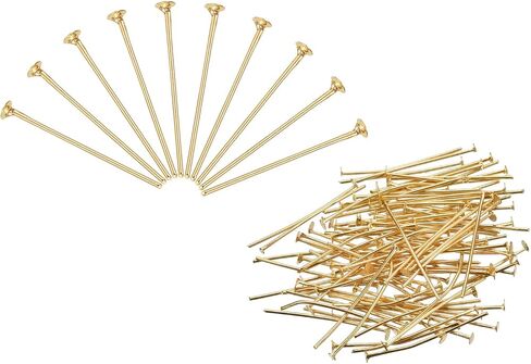 MECCANIXITY 150Pcs Flat Head Pins for Jewelry Making 40mm Brass Flat Head Pins Jewelry Head Pins for Craft Earring Bracelet Necklace Pendant Supplies 20 Gauge Rose Gold in Saudi Arabia