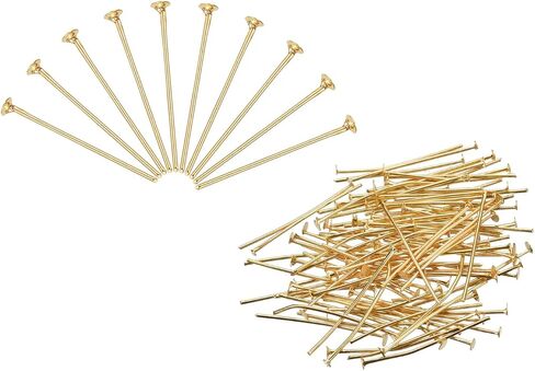MECCANIXITY 600Pcs Flat Head Pins for Jewelry Making 40mm Brass Flat Head Pins Jewelry Head Pins for Craft Earring Bracelet Necklace Pendant Supplies 20 Gauge Rose Gold in Saudi Arabia
