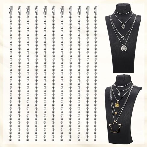 100 Pcs Metal Dog Tag Chain Bulk Bead Link Chain Beaded Necklace Chains for Jewelry Making DIY Crafts Supplies, 2.4 mm (Silver) in Saudi Arabia