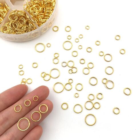1551 Pieces Jump Rings Kit with 1550PCS Open Jump Rings and 1PC Jump Ring Tool Opener, 6 Sizes O Ring Connectors Metal Open Jump Rings for Jewelry Making Connectors and Necklace Repair (Gold) in Saudi Arabia