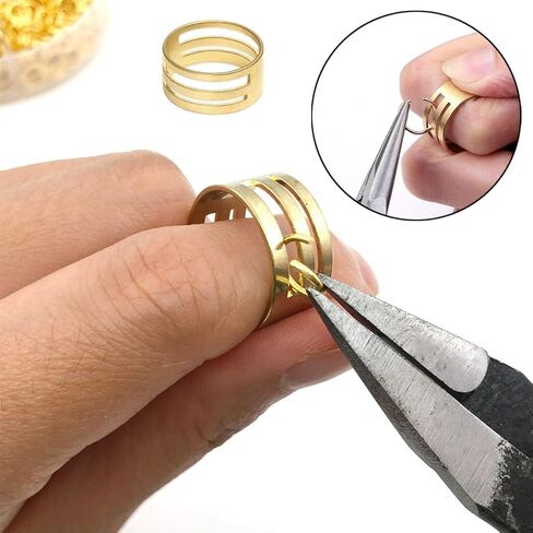 طقم حلقات القفز 1551 قطعة مع 1550 قطعة حلقات القفز المفتوحة و1 قطعة فتاحة أدوات حلقة القفز، 6 أحجام موصلات حلقية على شكل حرف O حلقات القفز المعدنية المفتوحة لموصلات صنع المجوهرات وإصلاح القلادة (ذهبي) in Kuwait