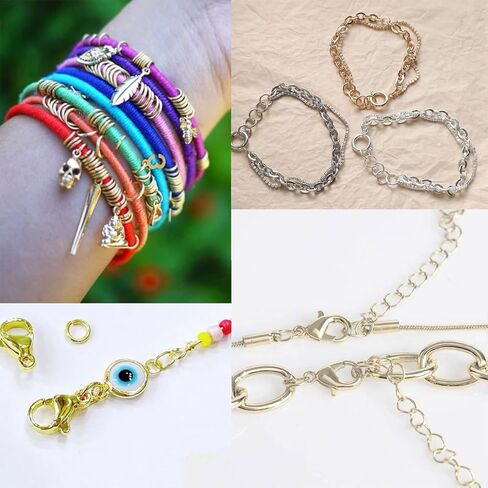 طقم حلقات القفز 1551 قطعة مع 1550 قطعة حلقات القفز المفتوحة و1 قطعة فتاحة أدوات حلقة القفز، 6 أحجام موصلات حلقية على شكل حرف O حلقات القفز المعدنية المفتوحة لموصلات صنع المجوهرات وإصلاح القلادة (ذهبي) in Kuwait