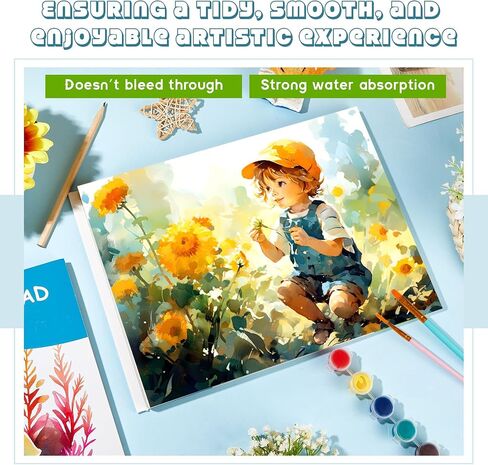 3 Pack Watercolor Paper Pads 90 Sheets 9 x 12'' Kids Watercolor Paper Sketchbook Acid Free 98lb/ 160gsm Kids Art Paper for Painting Drawing Beginners Artists Youth Students Supplies in Saudi Arabia