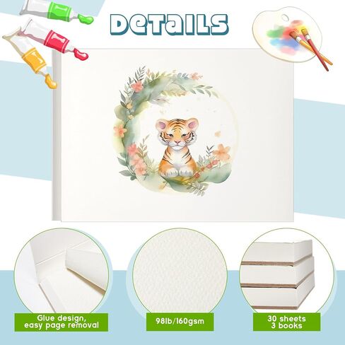 3 Pack Watercolor Paper Pads 90 Sheets 9 x 12'' Kids Watercolor Paper Sketchbook Acid Free 98lb/ 160gsm Kids Art Paper for Painting Drawing Beginners Artists Youth Students Supplies in Saudi Arabia