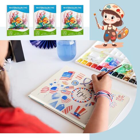 3 Pack Watercolor Paper Pads 90 Sheets 9 x 12'' Kids Watercolor Paper Sketchbook Acid Free 98lb/ 160gsm Kids Art Paper for Painting Drawing Beginners Artists Youth Students Supplies in Saudi Arabia