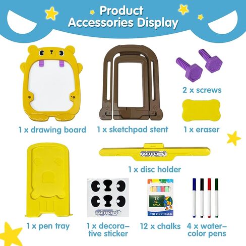 Art Easel for Kids with Chalk Board and Dry Erase Easel, Blue Easel for Toddlers Ages 2-4 & 5-8, Educational and Popular Gift Toys for Girls and Boys in Kuwait