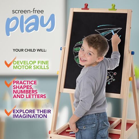 Modern Innovations 2-in-1 Double Sided Kid's Easel, Tabletop Art Easel for Kids 2-4, Toddler Easel, Chalk Board for Kids, Kids Art Easel, Art Easel for Toddlers 2-4 Years, Painting Easel Kids in Kuwait