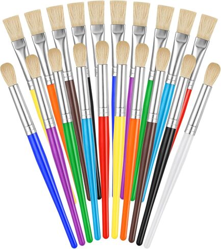 Paint Brushes for Kids, 20 Pcs Round and Flat Paint Brush Set, Easy Hold and Clean Toddler Paint Brushes, Preschool Paint Brushes Bulk for Acrylic Oil Watercolor Washable Paint Kit in Saudi Arabia