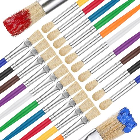 Paint Brushes for Kids, 20 Pcs Round and Flat Paint Brush Set, Easy Hold and Clean Toddler Paint Brushes, Preschool Paint Brushes Bulk for Acrylic Oil Watercolor Washable Paint Kit in Saudi Arabia