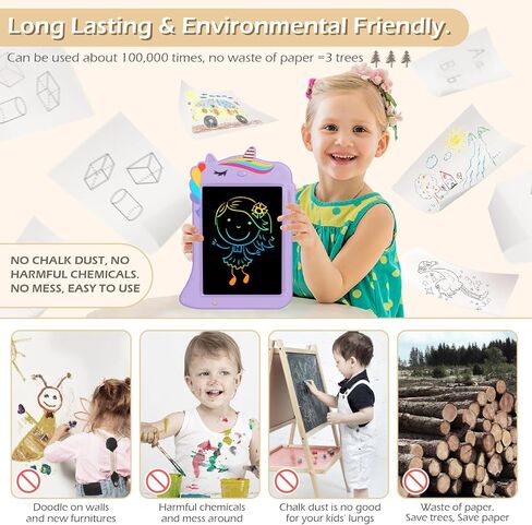 Jasonwell LCD Drawing Writing Tablet - Drawing Pad Doodle Board for Kids Toddlers Drawing Toy Educational Learning Toys Christmas Birthday Gift 2 3 4 5 6 7 8 Year Old Girls Boys (Purple Unicorn) in Saudi Arabia