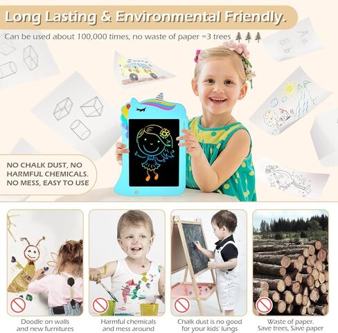 جهاز كمبيوتر لوحي للكتابة LCD من جيسونويل - لوحة رسم لوحة خربش للأطفال الصغار لعبة رسم ألعاب تعليمية تعليمية هدية عيد الميلاد 2 3 4 5 6 7 8 سنوات من البنات والأولاد (وحيد القرن الأرجواني) in Kuwait
