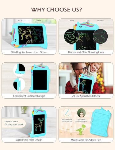 جهاز كمبيوتر لوحي للكتابة LCD من جيسونويل - لوحة رسم لوحة خربش للأطفال الصغار لعبة رسم ألعاب تعليمية تعليمية هدية عيد الميلاد 2 3 4 5 6 7 8 سنوات من البنات والأولاد (وحيد القرن الأرجواني) in Kuwait