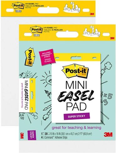 Post-it Notes Super Sticky Easel Pads, 15" x 18", Mini, White, Pack of 2 Pads in Saudi Arabia