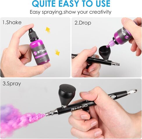 Airbrush Paint - 48 Colors Airbrush Paint Set 1fl oz, Opaque & Brilliant Colors, Leather & Shoe Acrylic Air brush Paint Kit Ready to Spray Water Based for Artists Beginners Hobbyist in Kuwait