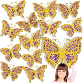 AmazingSpark 20 Pcs Large Silver Butterfly Party Decoration 10 Inch 3D Butterflies Wall Decor Large Metallic Laser Butterflies Sticker Sequin Centerpieces for Birthday Baby Shower Wedding Summer Party in Saudi Arabia