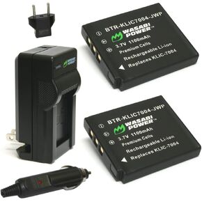 Wasabi Power Battery (2-Pack) and Charger for Kodak KLIC-7004 and Kodak EasyShare M1033, M1093, M2008, PlayFull Dual, PlaySport, PlayTouch, V1073, V1273, V1233, V1253, Zi8, Zx3, Zi12 in Kuwait