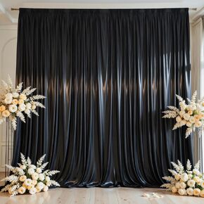 White Satin Backdrop Curtains 2 Panels - Glitter Photo Drapes for Baby Shower, 10x10FT Shimmer Back Drop Cloth, Wrinkle Free for Birthday Party Prom Wedding Stage Background in Saudi Arabia