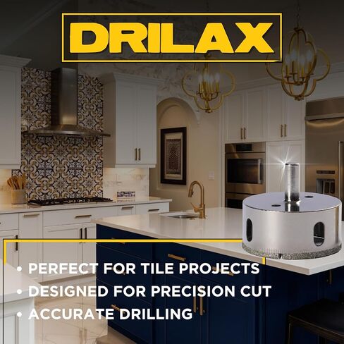 Drilax 3-3/8 inch Diamond Hole Saw Drill Bit Ceramic Porcelain Tile Glass Marble, Granite, Quartz Drilling Core Tool 3 3/8 In in Saudi Arabia