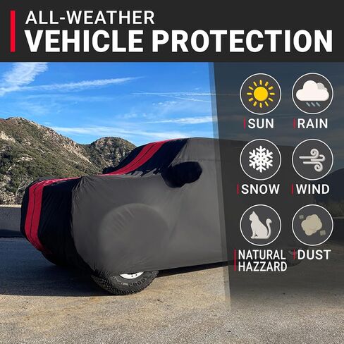 غطاء سيارة iCarCover مقاوم للماء في جميع الأحوال الجوية ومقاوم للأحوال الجوية، حماية ممتازة من أشعة الشمس فوق البنفسجية والثلج والغبار والعواصف في الهواء الطلق، غطاء سيارة مبطن بالكامل مع أشرطة 30 طبقة (144 بوصة - 153 بوصة طول) in Saudi Arabia