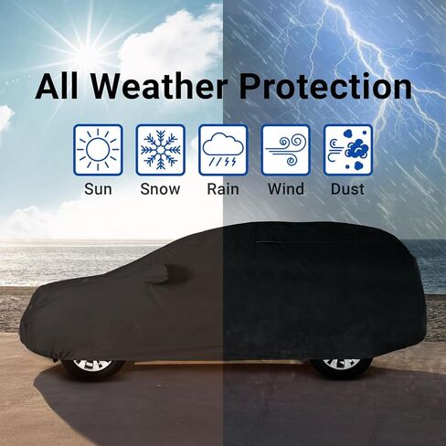 غطاء سيارة iCarCover مقاوم للماء في جميع الأحوال الجوية ومقاوم للأحوال الجوية، حماية ممتازة من أشعة الشمس فوق البنفسجية والثلج والغبار والعواصف في الهواء الطلق، غطاء سيارة مبطن بالكامل مع أشرطة 30 طبقة (144 بوصة - 153 بوصة طول) in Saudi Arabia