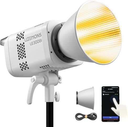 Godox Litemons LE300Bi COB Led Video Light,320W Power,2800-6500K CCT,58900 Lux@1m,Bowens Accessory Mount,Wired DMX/RDM,Bluetooth for Studio Photography Video Recording Live Streaming (White) in Saudi Arabia