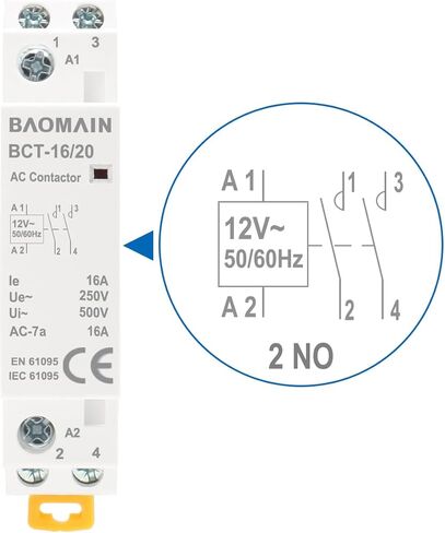 Baomain Household AC Contactor HC1-50/20 110V 50A 50/60Hz 2 Pole 2NO Normally Open Universal Circuit Control in Kuwait