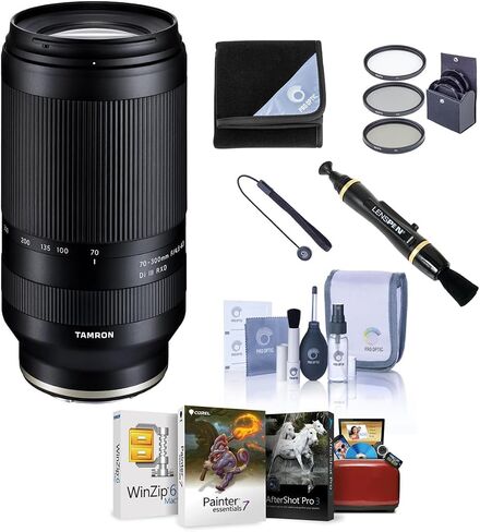 Tamron 70-300mm f/4.5-6.3 Di III RXD Lens for Sony E, Bundle with ProOptic 67mm Filter Kit, Lens Wrap, Lens Cap Tether, Cleaning Kit, Mac Software Kit, Lens Cleaner in Saudi Arabia