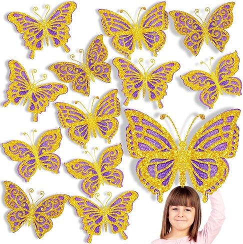 AmazingSpark 20 Pcs Large Silver Butterfly Party Decoration 10 Inch 3D Butterflies Wall Decor Large Metallic Laser Butterflies Sticker Sequin Centerpieces for Birthday Baby Shower Wedding Summer Party in Saudi Arabia