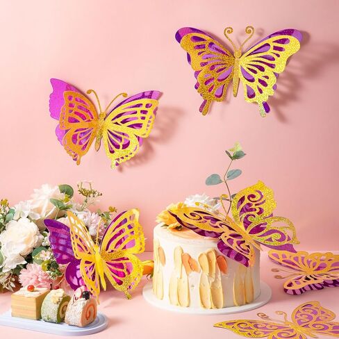 AmazingSpark 20 Pcs Large Silver Butterfly Party Decoration 10 Inch 3D Butterflies Wall Decor Large Metallic Laser Butterflies Sticker Sequin Centerpieces for Birthday Baby Shower Wedding Summer Party in Saudi Arabia
