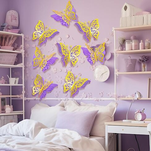 AmazingSpark 20 Pcs Large Silver Butterfly Party Decoration 10 Inch 3D Butterflies Wall Decor Large Metallic Laser Butterflies Sticker Sequin Centerpieces for Birthday Baby Shower Wedding Summer Party in Saudi Arabia