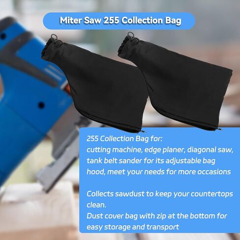 Miter Saw Dust Bag 255 Collection Bag for Miter Saw, Tank Belt Sander, Edge Planer, Diagonal Saw with Zipper and Wired Adjustable (2 Pack) in Saudi Arabia