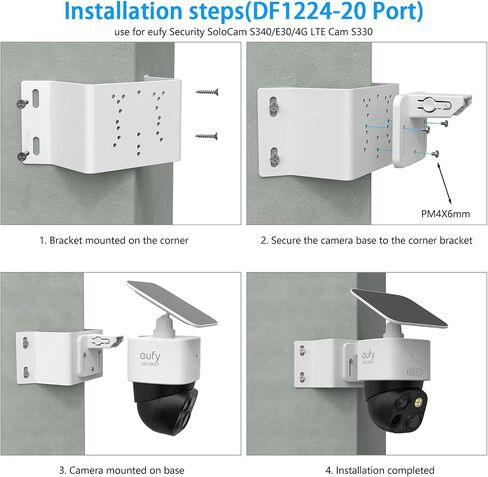 Mounting Corner Bracket for Security Camera,Metal Corner Mount Compatible with Eufy SoloCam S340/E30/4G LTE Cam S330/E330 (Professional) Cameras（White） in Saudi Arabia