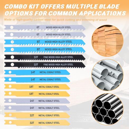30pcs Jig Saw Blades for Wood, U-Shank Jig Saw Blade Set,Multi-Purpose Jigs Saws Blades,High Carbon Steel Jigs Saws Blade Set for Wood,Metal Plastic Cutting,6T 8T 10T 14T 18T 24T 32T in Saudi Arabia