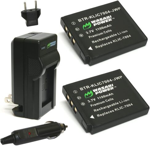 بطارية Wasabi Power (2 عبوة) وشاحن لـ Kodak Klic-7004 و Kodak Easyshare M1033 و M1093 و M2008 و Playfull Dual و PlaySport و Playtouch و V1073 و V1273 و V1233 و V1253 و Zi8 و Zx3 و Zi12. in Saudi Arabia